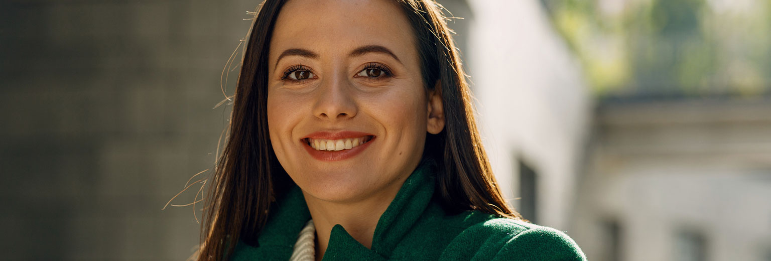 Woman smiling after Dental Bonding